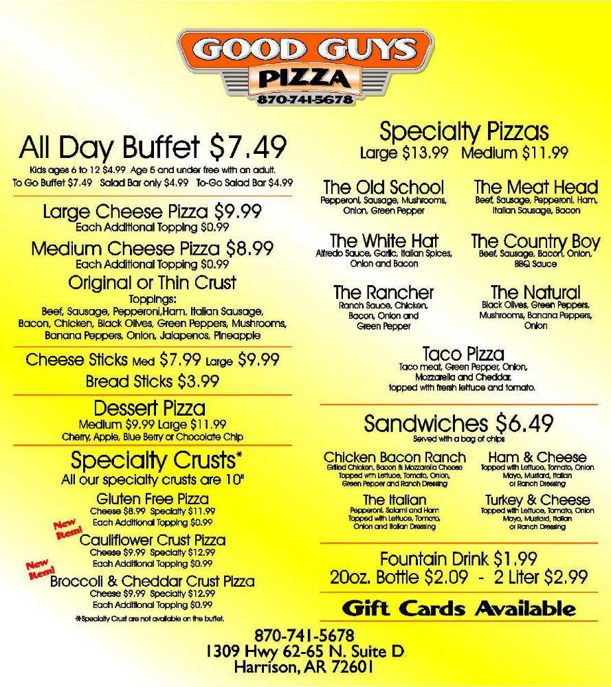 Menu at Good Guys Pizza pizzeria, Harrison