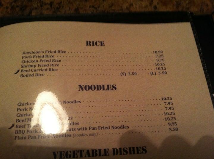 Menu at Kowloon Restaurant, Roseburg
