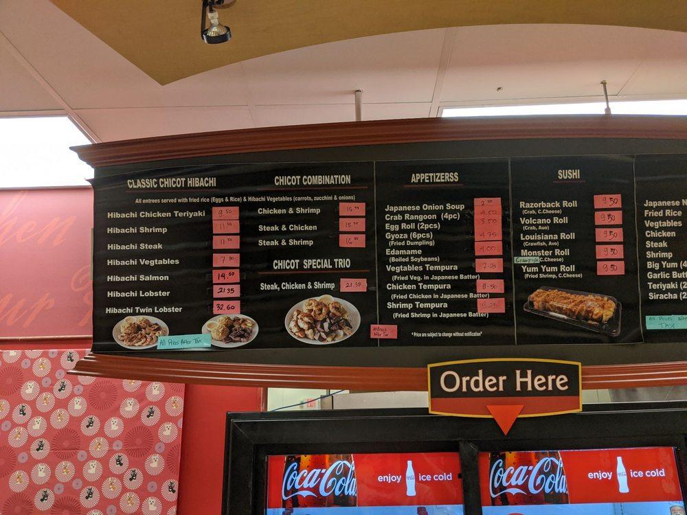 Menu at Chicot Hibachi Express restaurant, North Little Rock