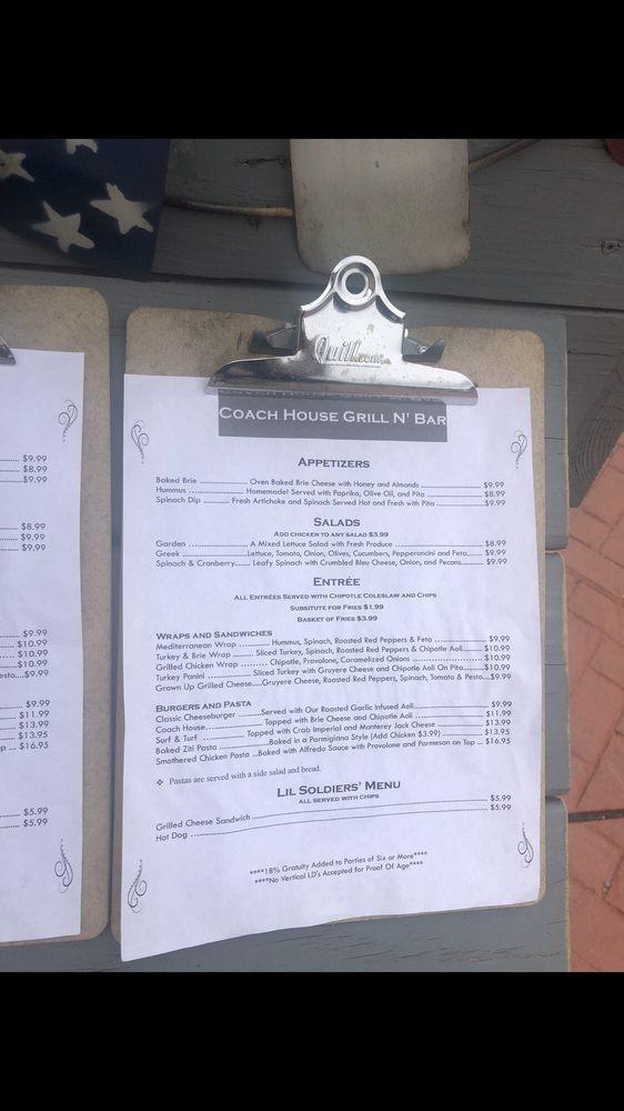Menu at Coach House Bar & Grill, Harpers Ferry