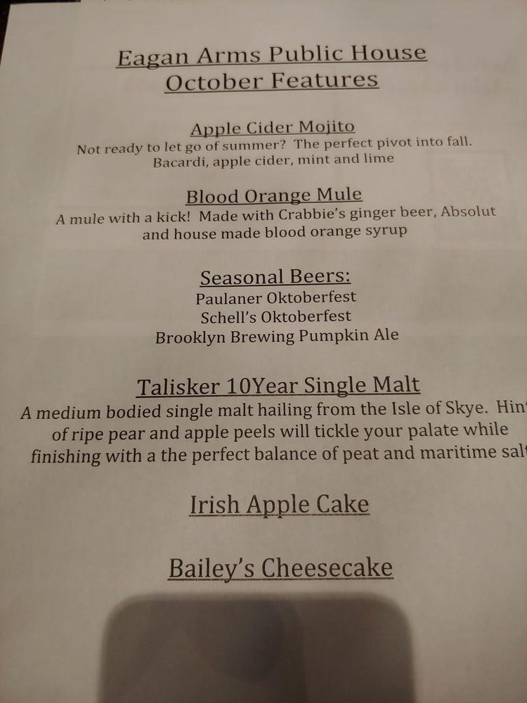 Menu at Eagan Arms Public House, Eagan