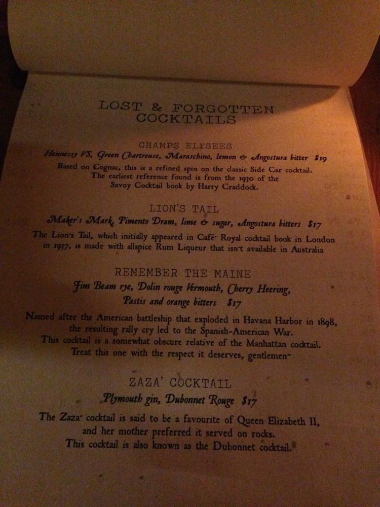 Menu at Palmer & Co pub & bar, Sydney