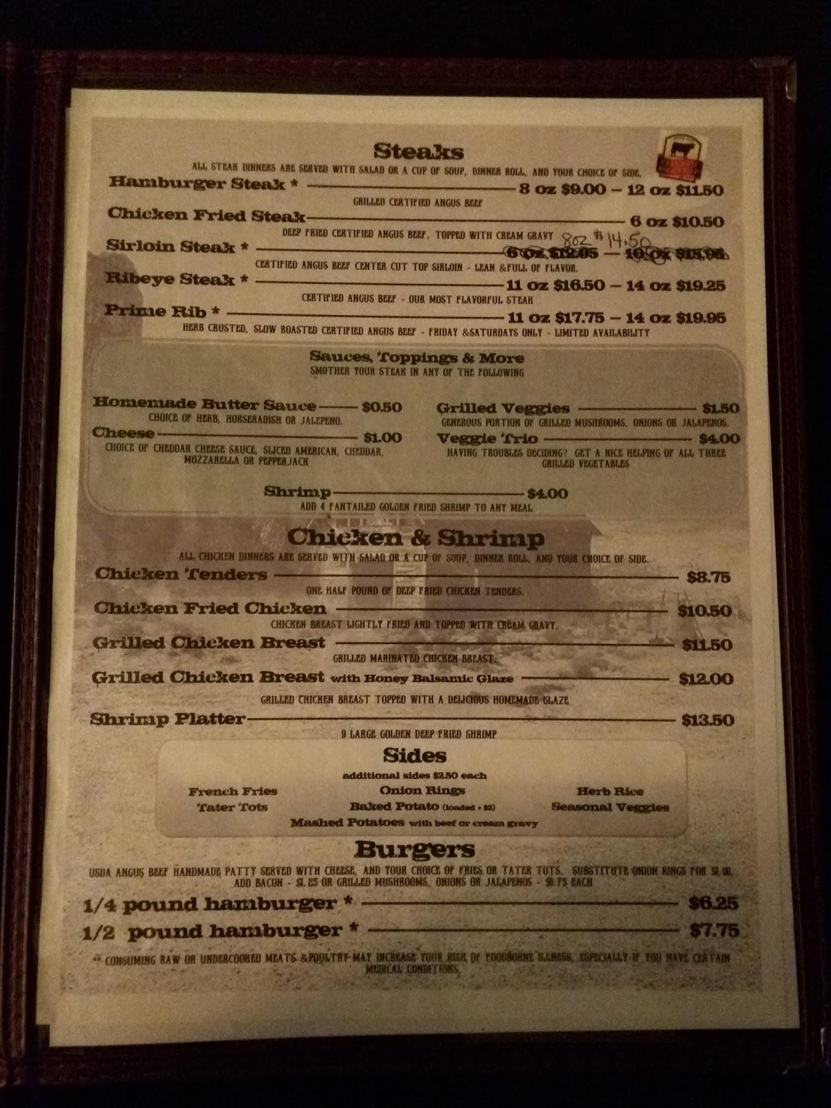 Menu at Trails End pizzeria, Springfield