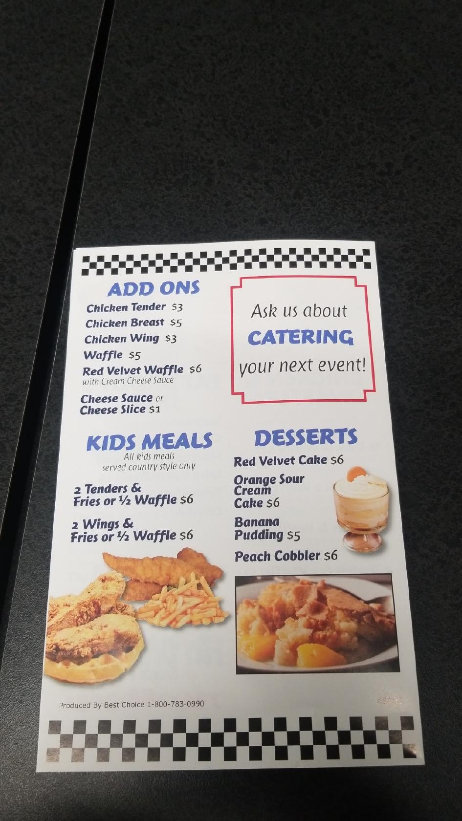Menu at Fat Daddy's Hot Chicken &amp; Waffles restaurant, Riverview