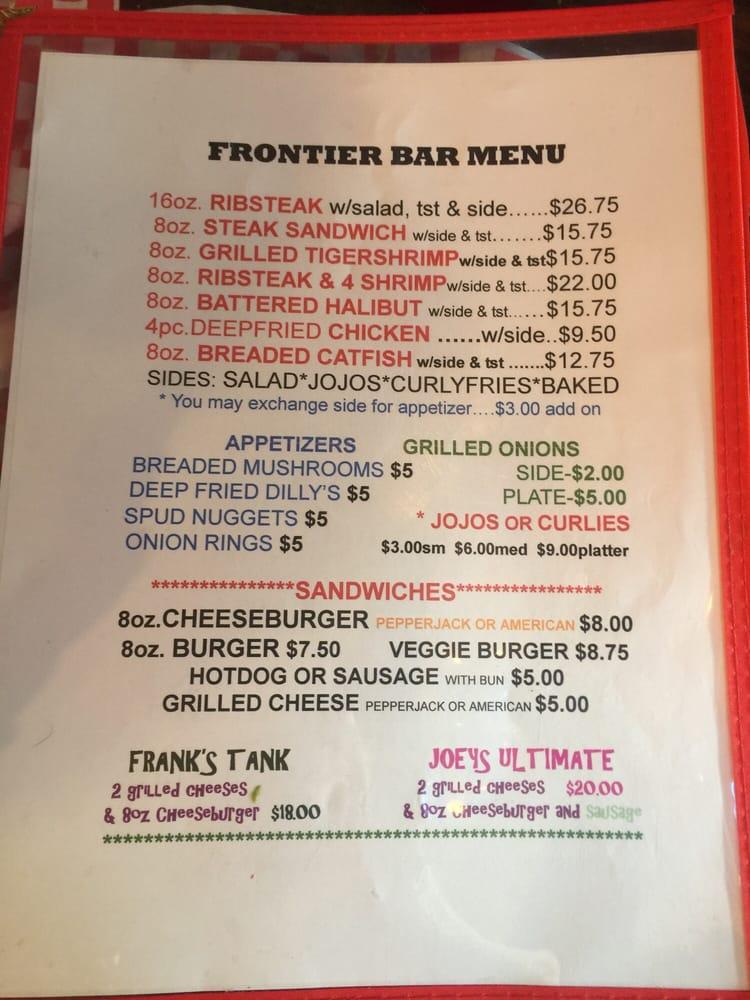 Menu At Frontier Bar And Rv Rexford 102 Kootenai Rd