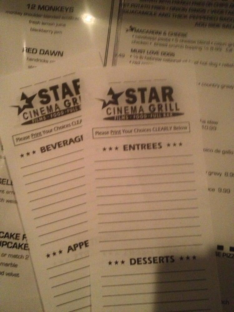Menu at Star Cinema Grill pub & bar, Missouri City