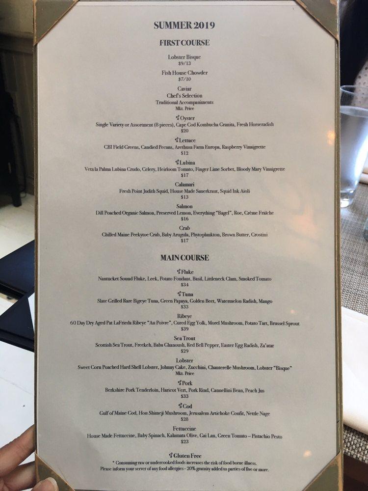 Menu at The Brewster Fish House restaurant, Brewster, Main St