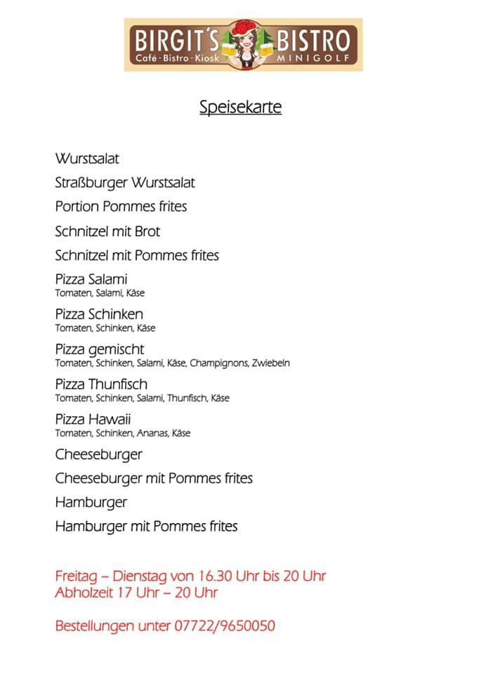 Menu At Birgit S Bistro Cafe Schonach Im Schwarzwald