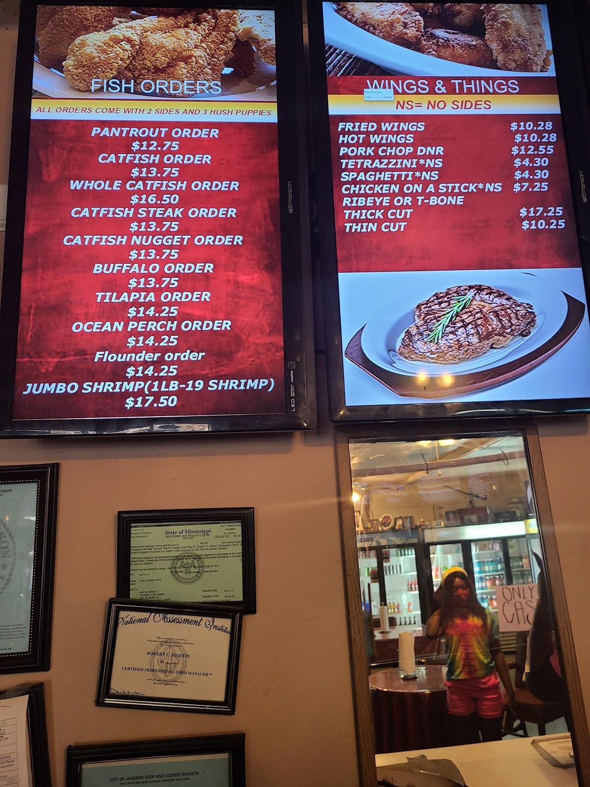 Menu at Martin's Fish House restaurant, Jackson, Clinton Blvd