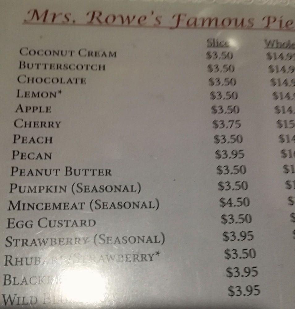 Menu at Mrs. Rowe's Family Restaurant & Catering, Staunton