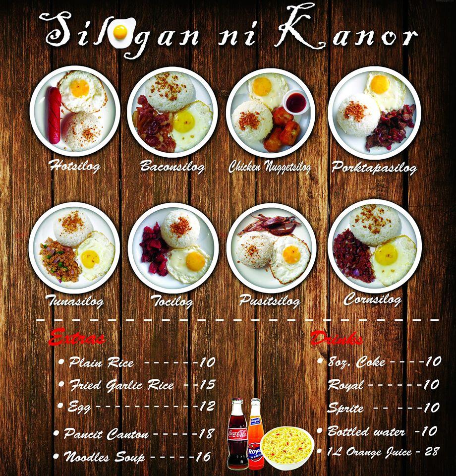 Menu At Silogan Ni Kanor Restaurant Cebu City