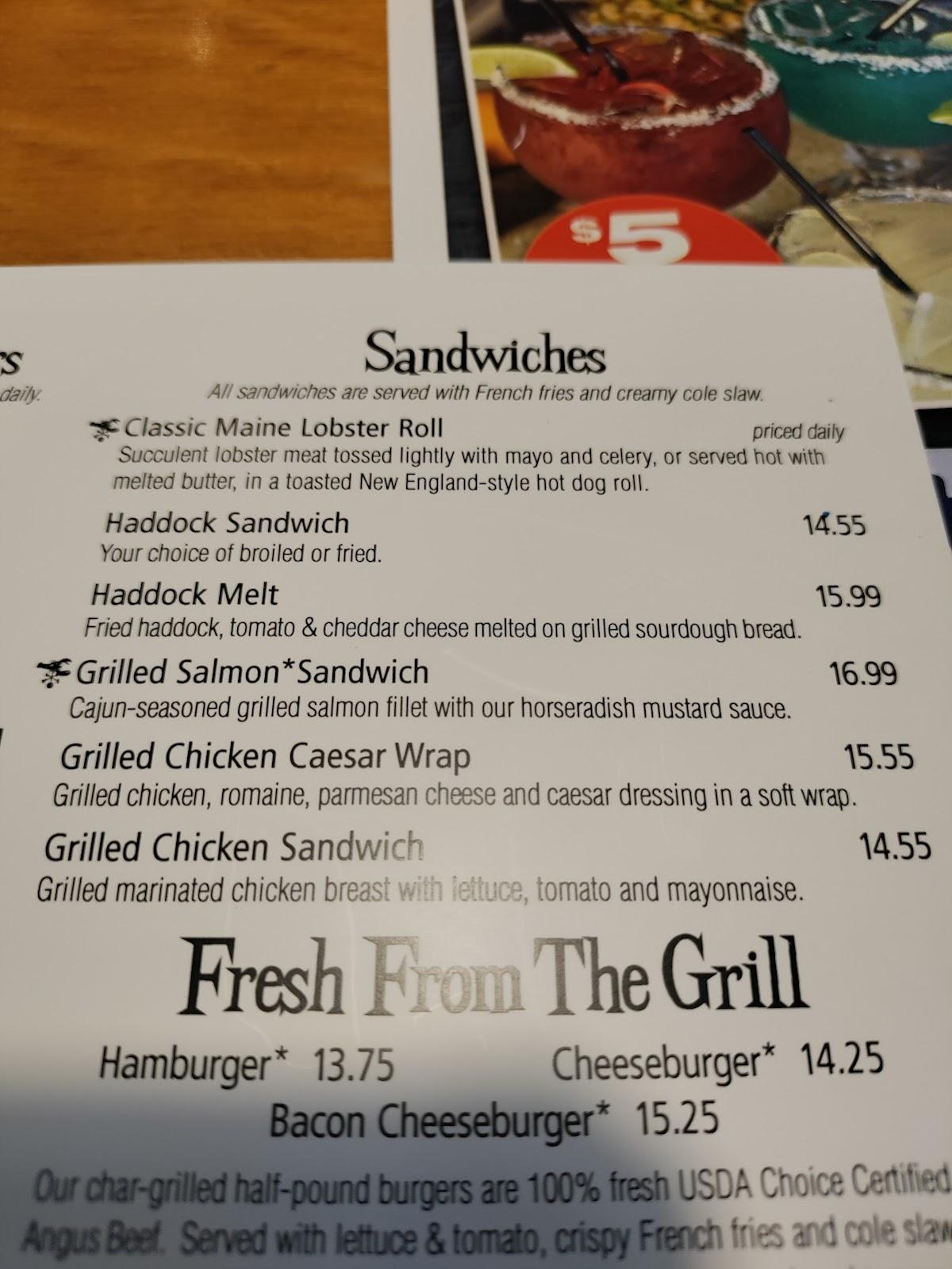 Menu at Weathervane Seafood Restaurant, Dover