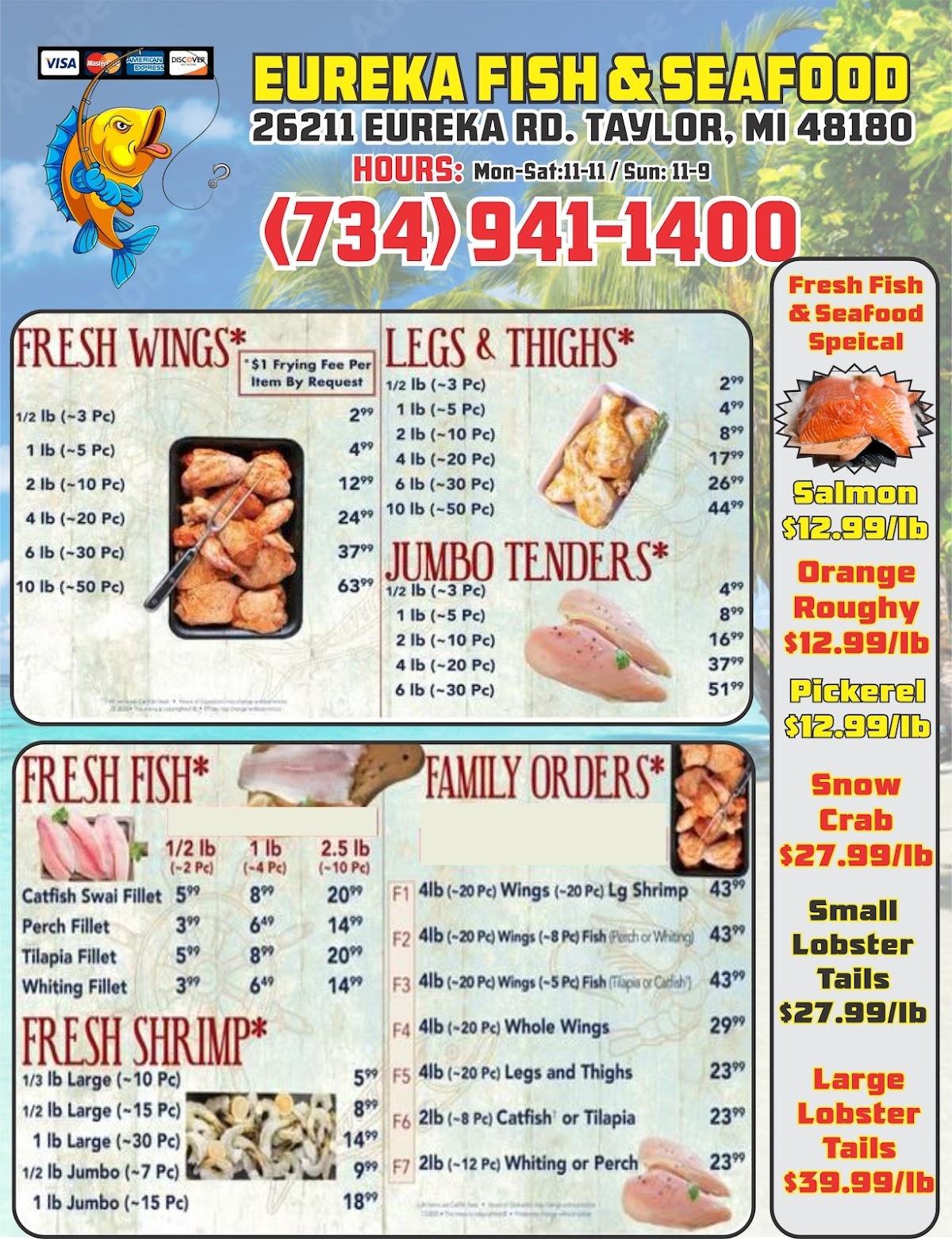 Menu at Eureka Fish & Seafood restaurant, Taylor