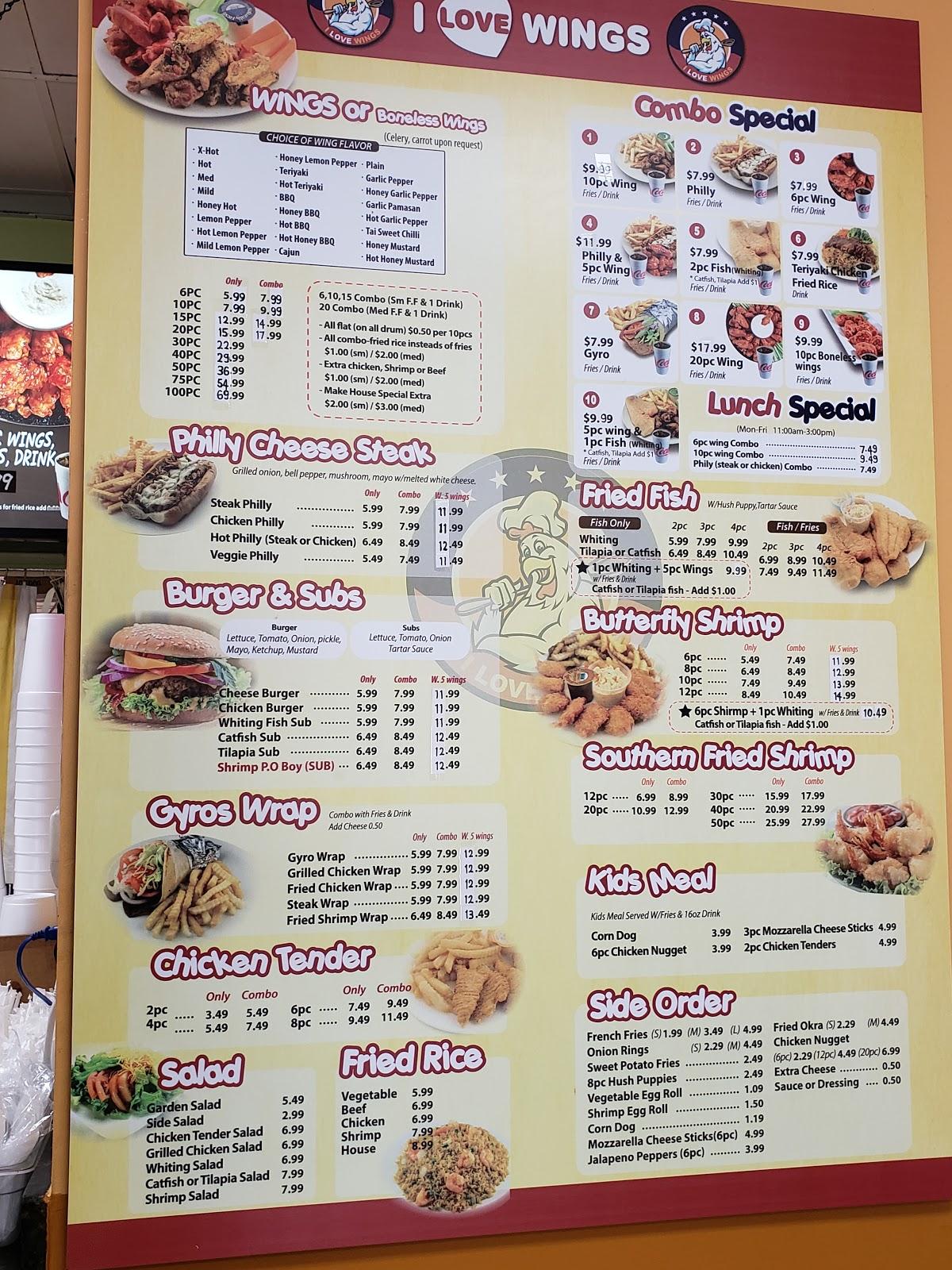 Menu at I Love Wings restaurant, Lawrenceville, Old Norcross Rd