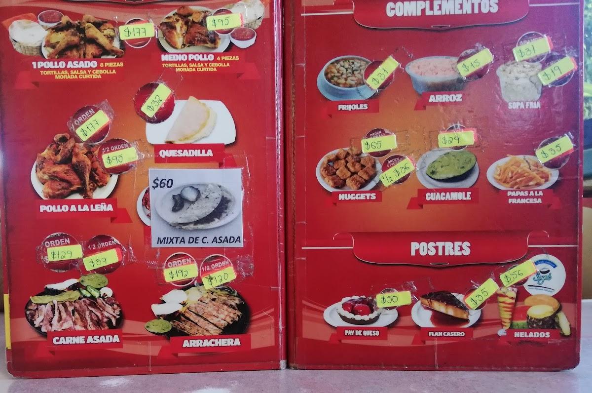 Menu at Pollo Feliz 3 restaurant, Lázaro Cárdenas
