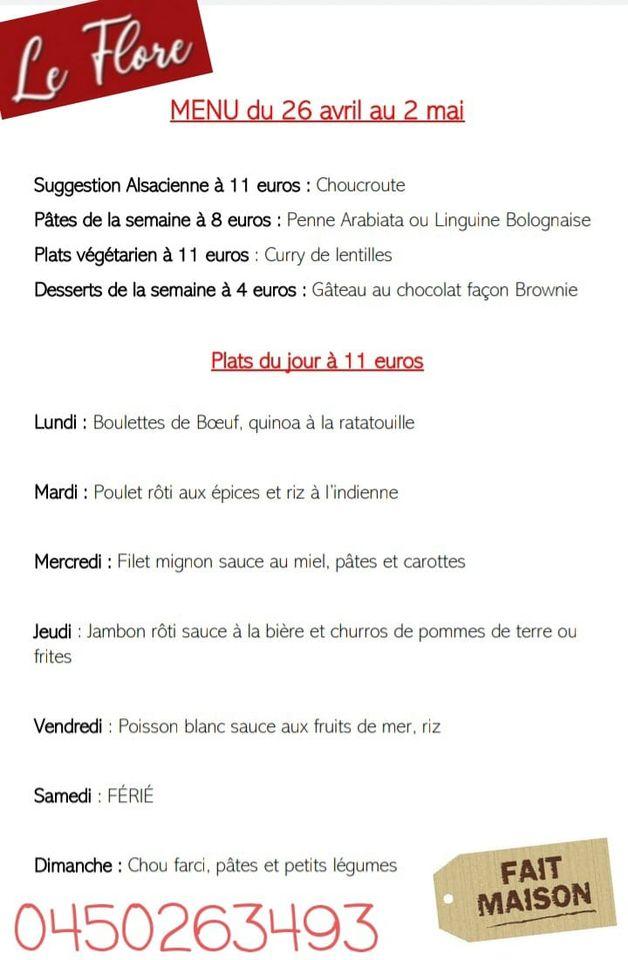 Menu Au Brasserie Le Flore Restaurant Thonon Les Bains