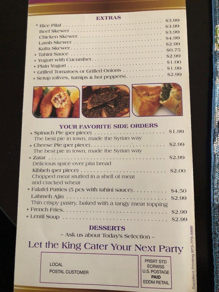 Menu at King of Shish Kabob restaurant, Woodland Park
