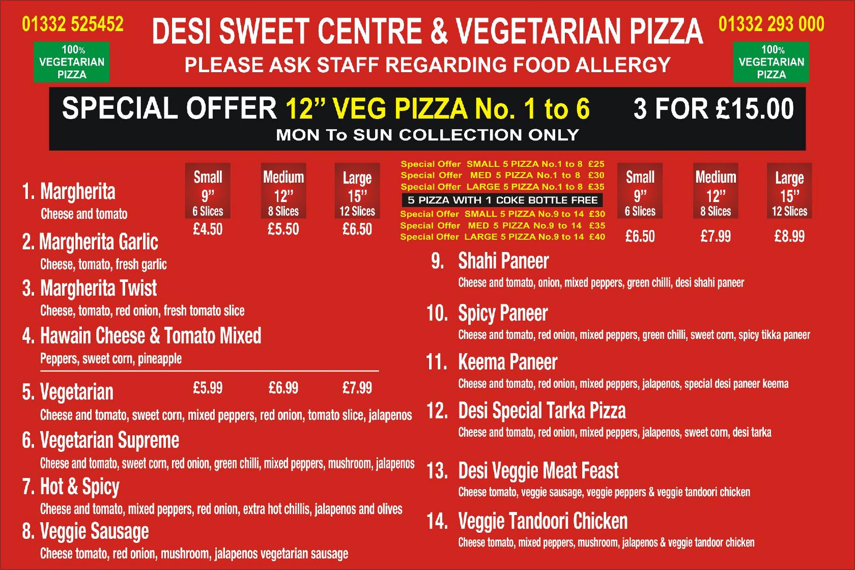 Menu at Desi Sweet Centre restaurant, Derby