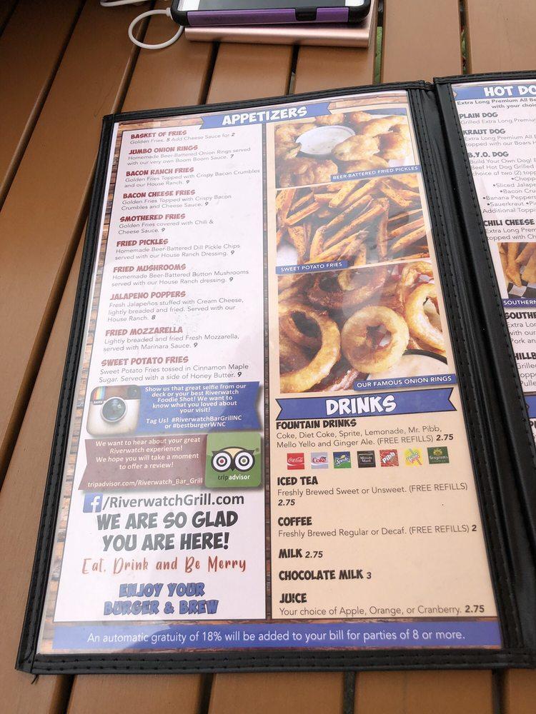 Menu at Riverwatch Bar & Grill, Chimney Rock