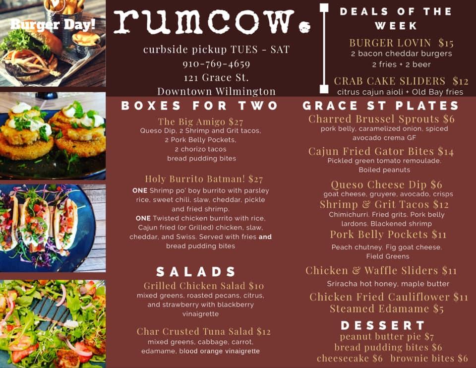 Menu at RUMCOW. pub & bar, Wilmington