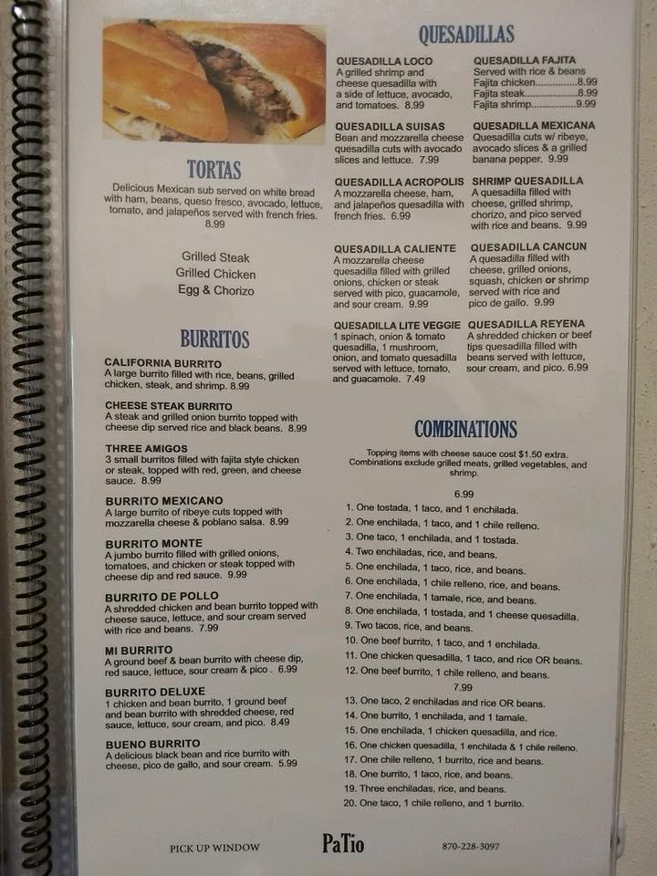 Menu at PaTio Mexican Restaurant, Helena-West Helena, US 49