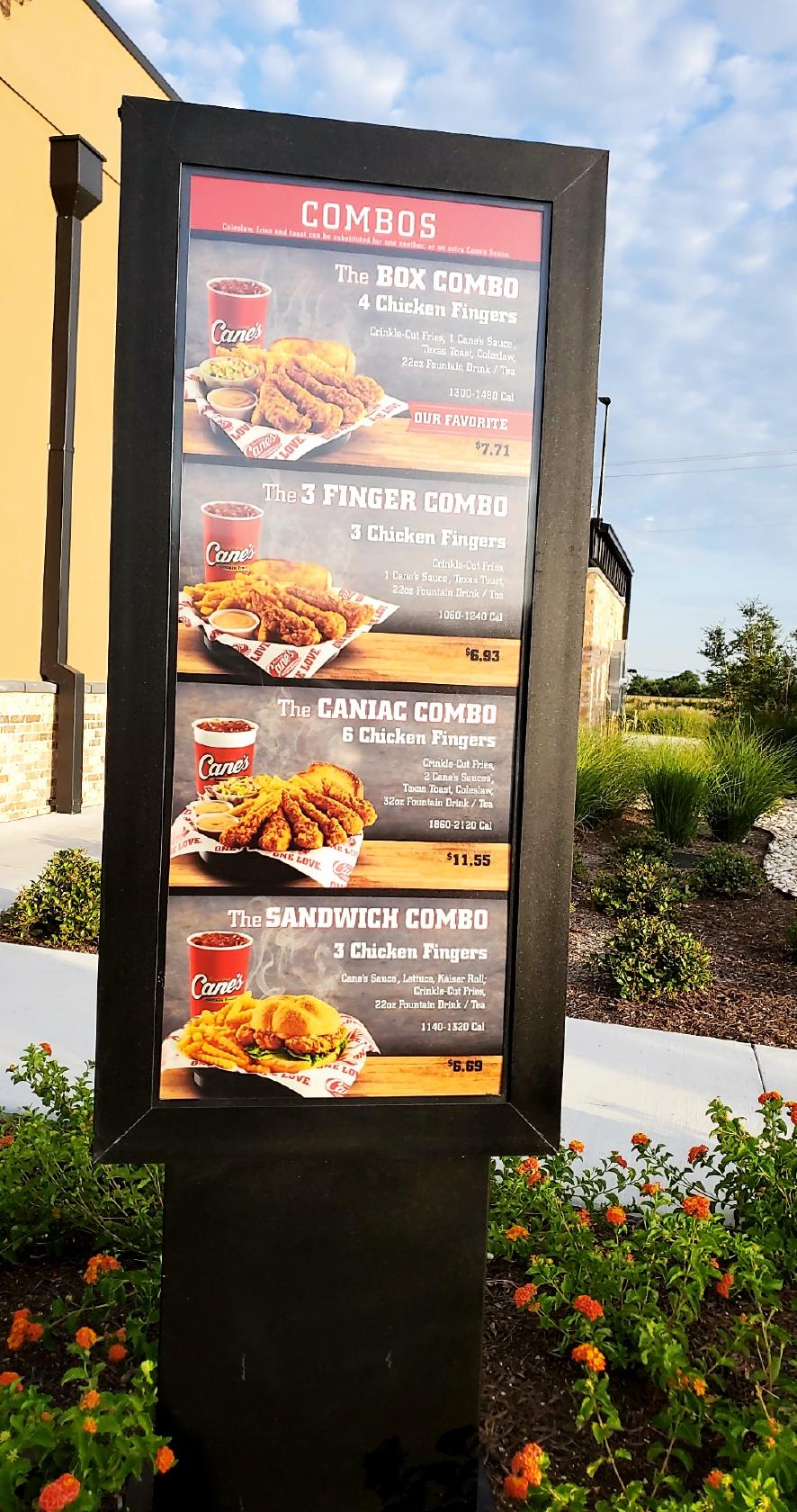 Menu at Raising Cane's Chicken Fingers fast food, Grand Prairie, S