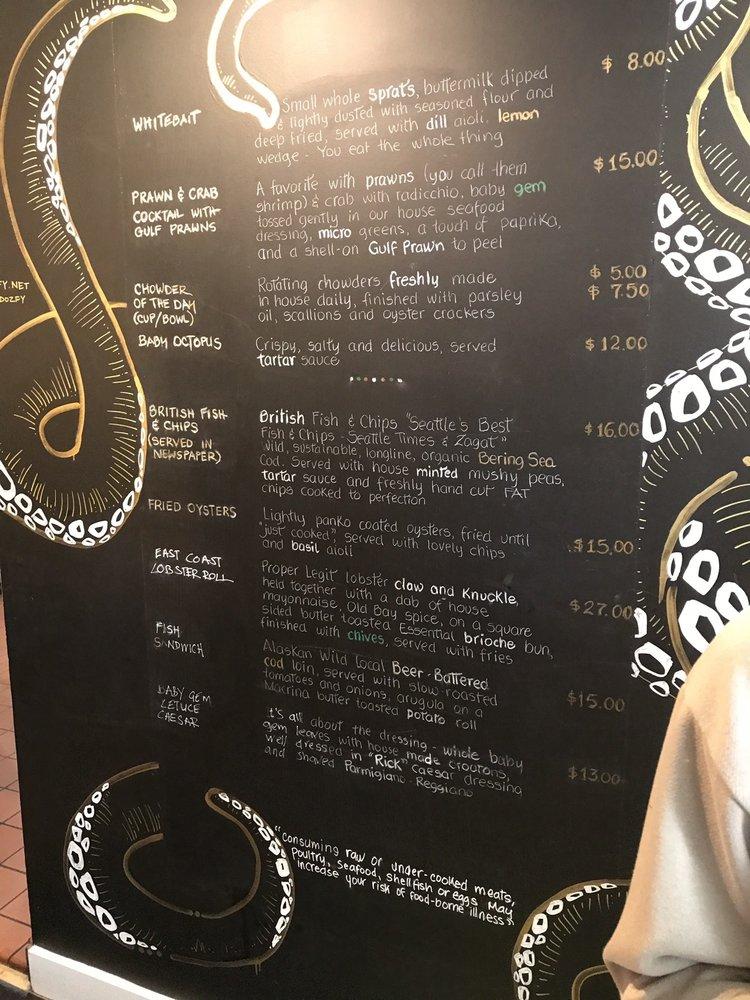 Menu at Proper Fish fast food, Bainbridge Island