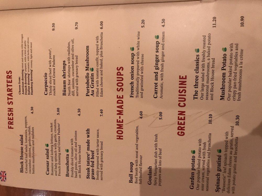 Speisekarte von BLOCK HOUSE Kiel steakhaus, Kiel