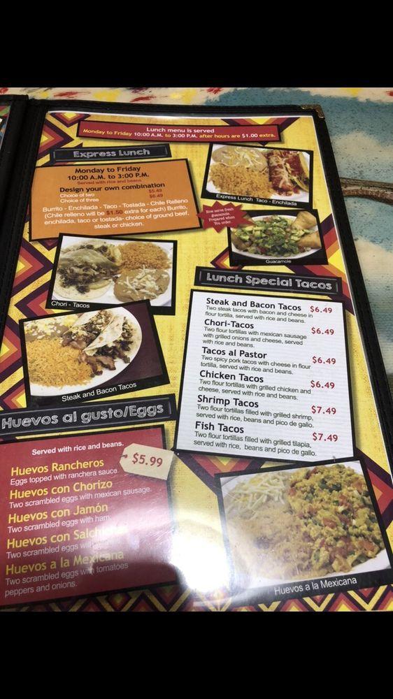 Menu at El Gallo Giro restaurant, Memphis, Lamar Ave