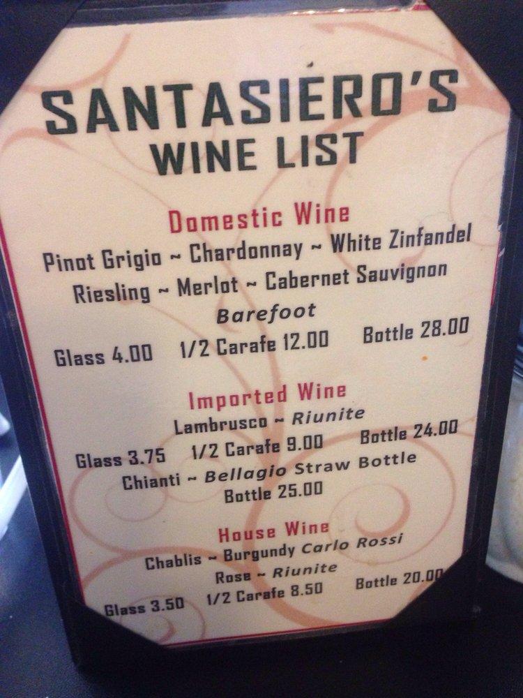 Menu at Santasiero's Restaurant, Buffalo