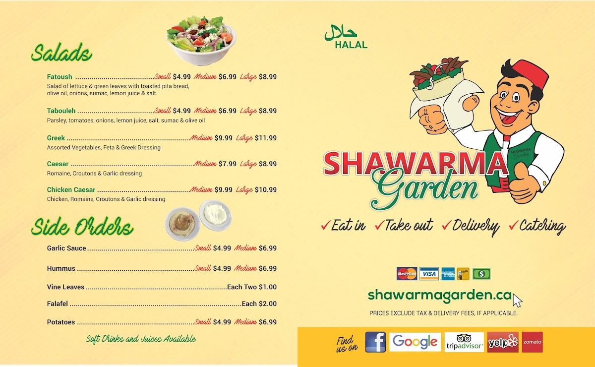 Carta de Shawarma Garden & BBQ, Brockville