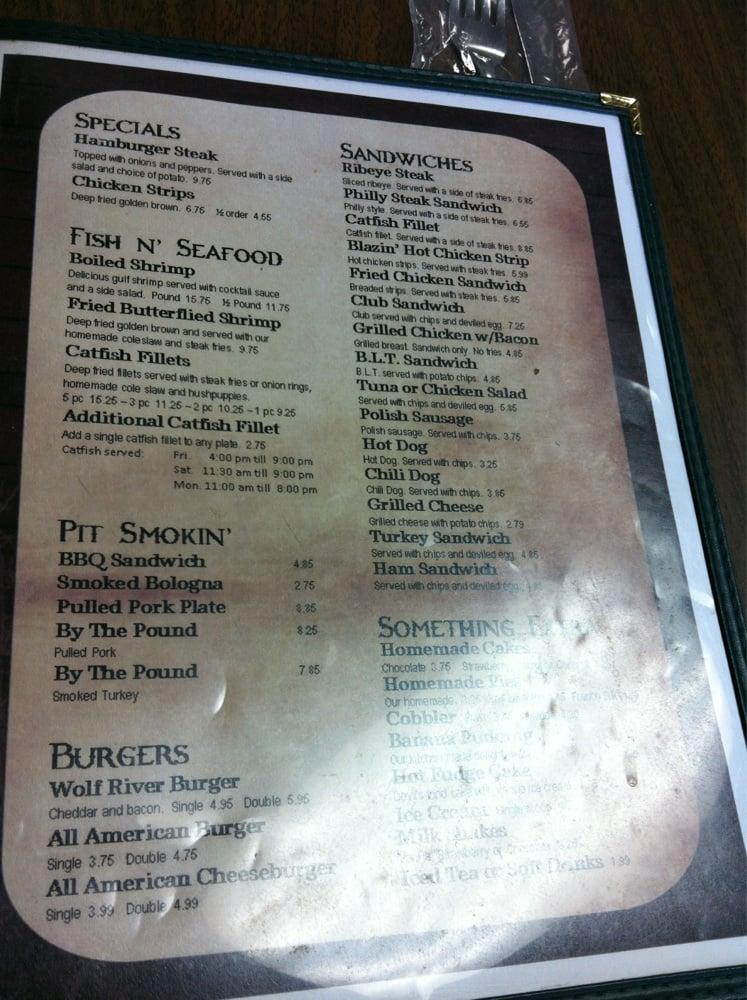 Menu at Wolf River Cafe, Rossville, 460 Main St