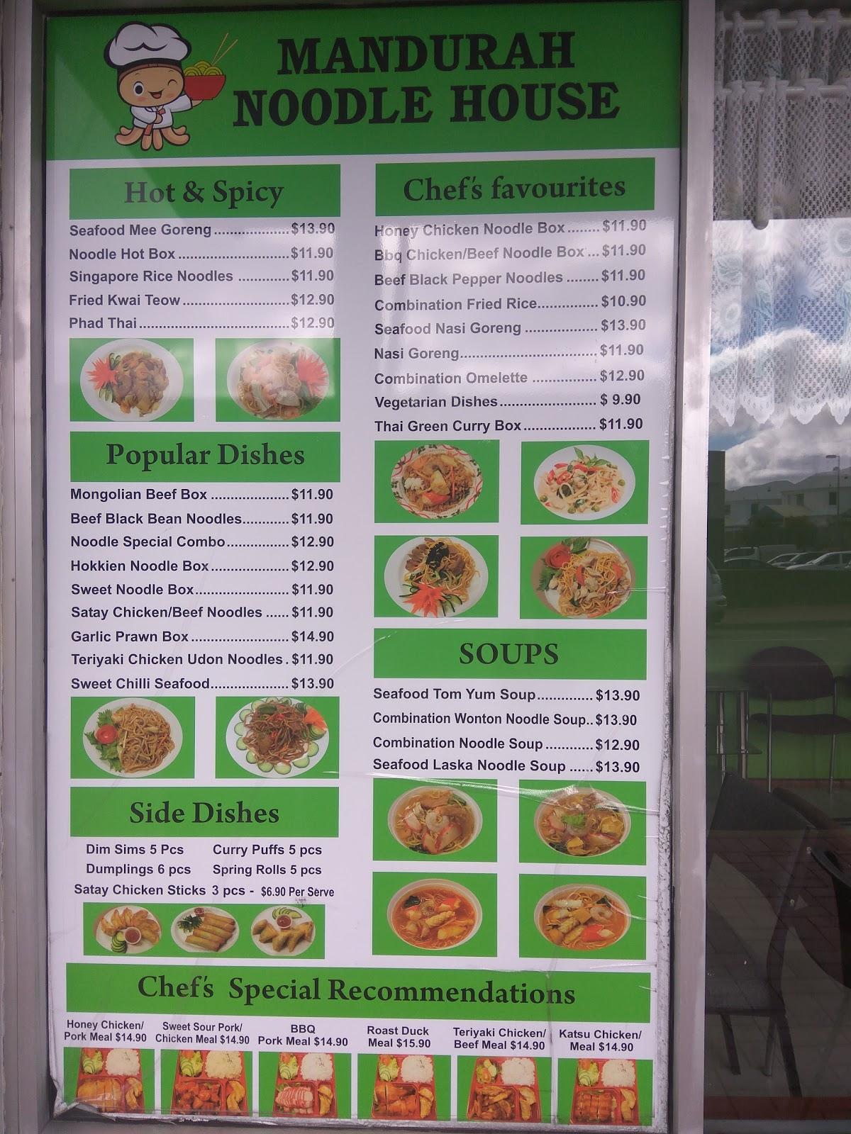 Menu at Mandurah Noodle House restaurant, Mandurah