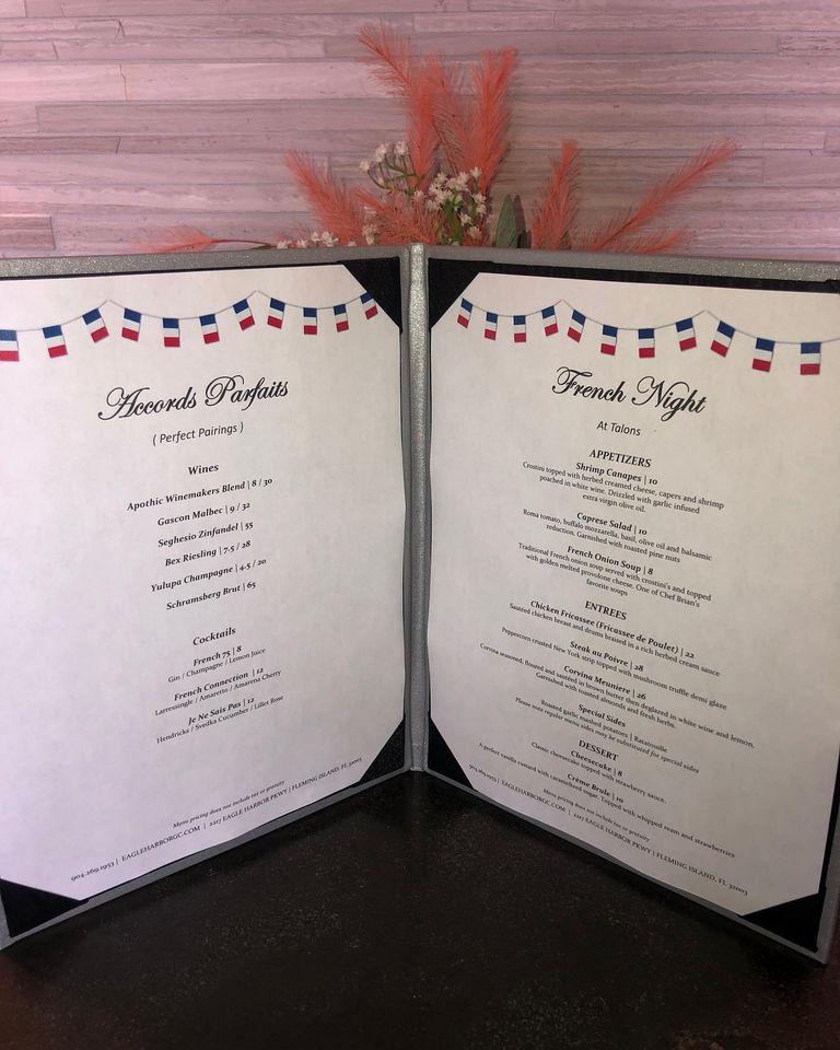 Menu at Talons Clubhouse Restaurant, Fleming Island