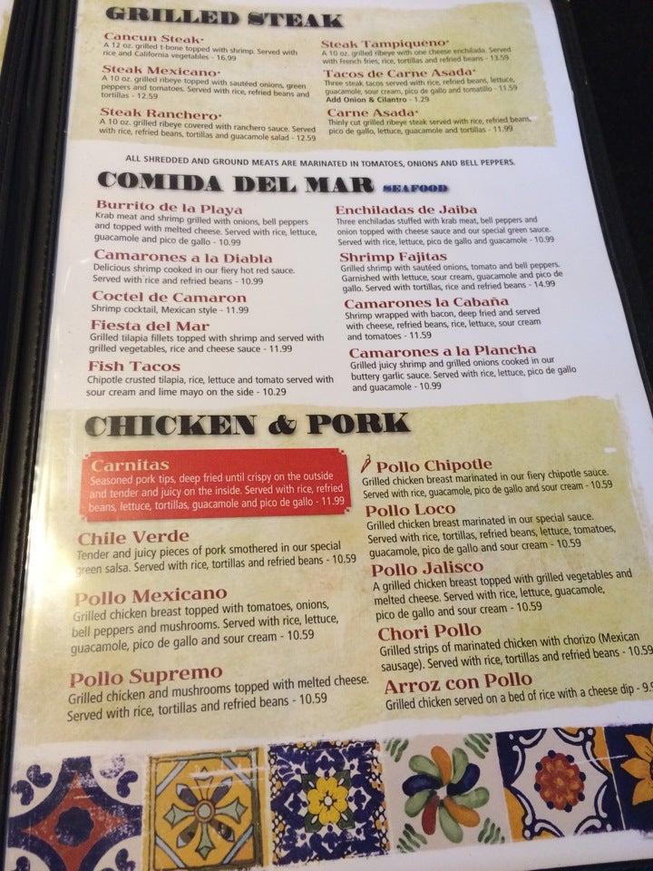 Menu at Agave Mexican Grill restaurant, Traverse City, 851 S Garfield Ave