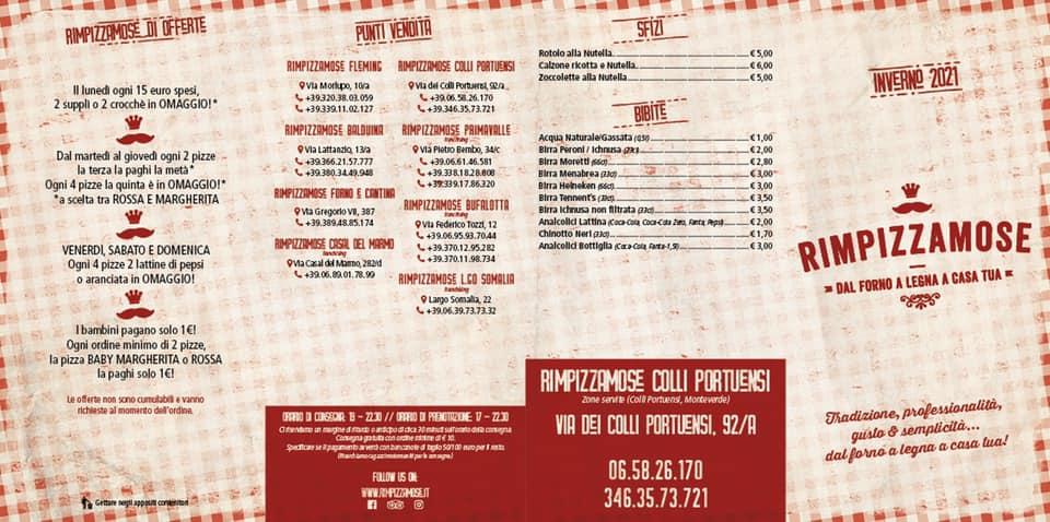 Menu di Rimpizzamose Colli Portuensi 