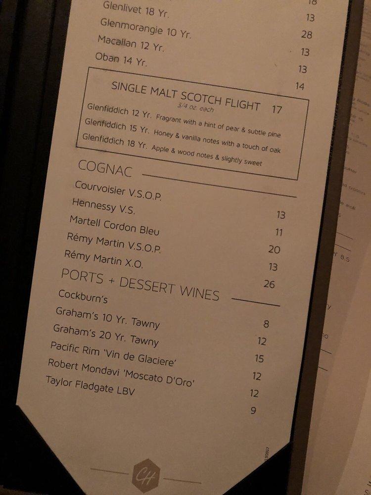 Menu at Chart House steakhouse, Alexandria