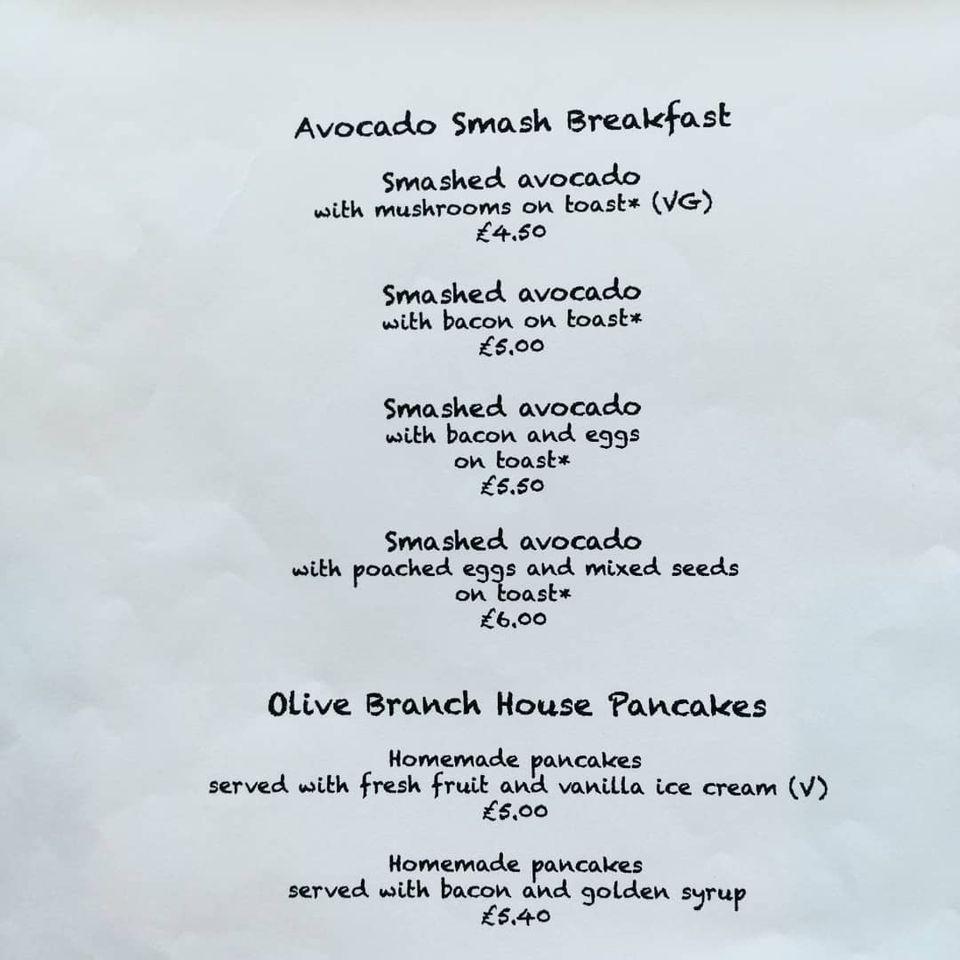 Menu at The Olive Branch Cafe, AshbydelaZouch