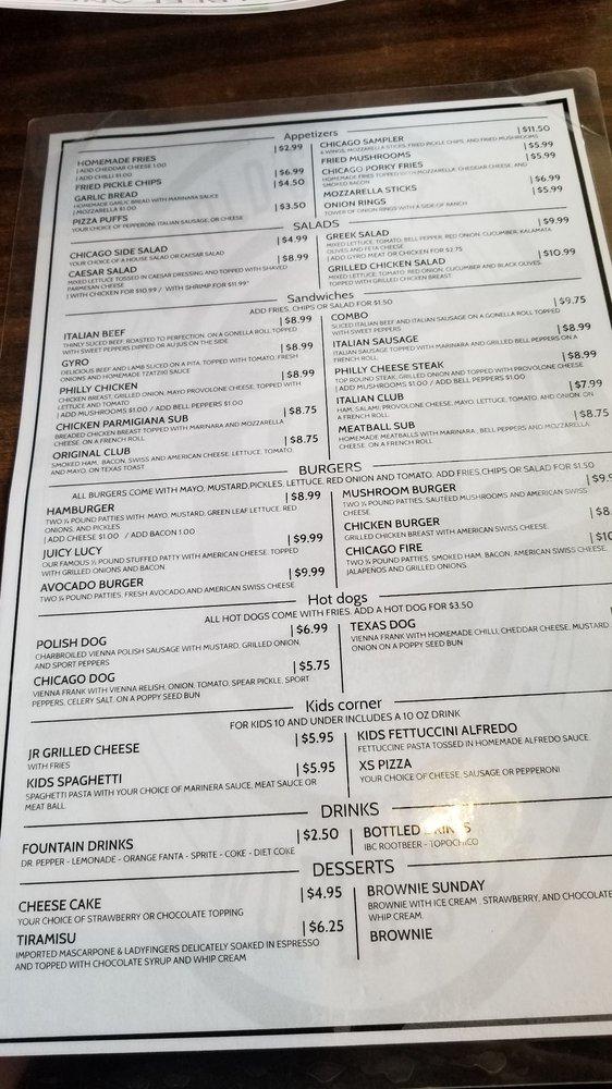 Menu at Chicago Italian Beef & Pizza pizzeria, Houston