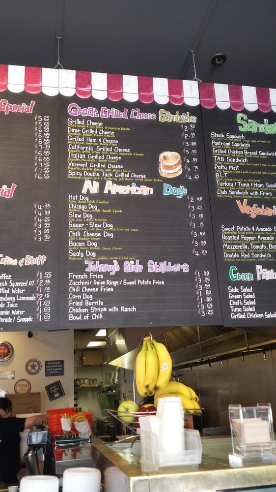 Menu at Johnny's Burgers restaurant, Riverside, Riverside Plaza Dr