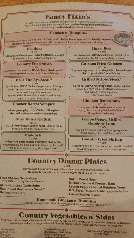 Menu At Cracker Barrel Old Country Store Tulsa S Olympia Ave South