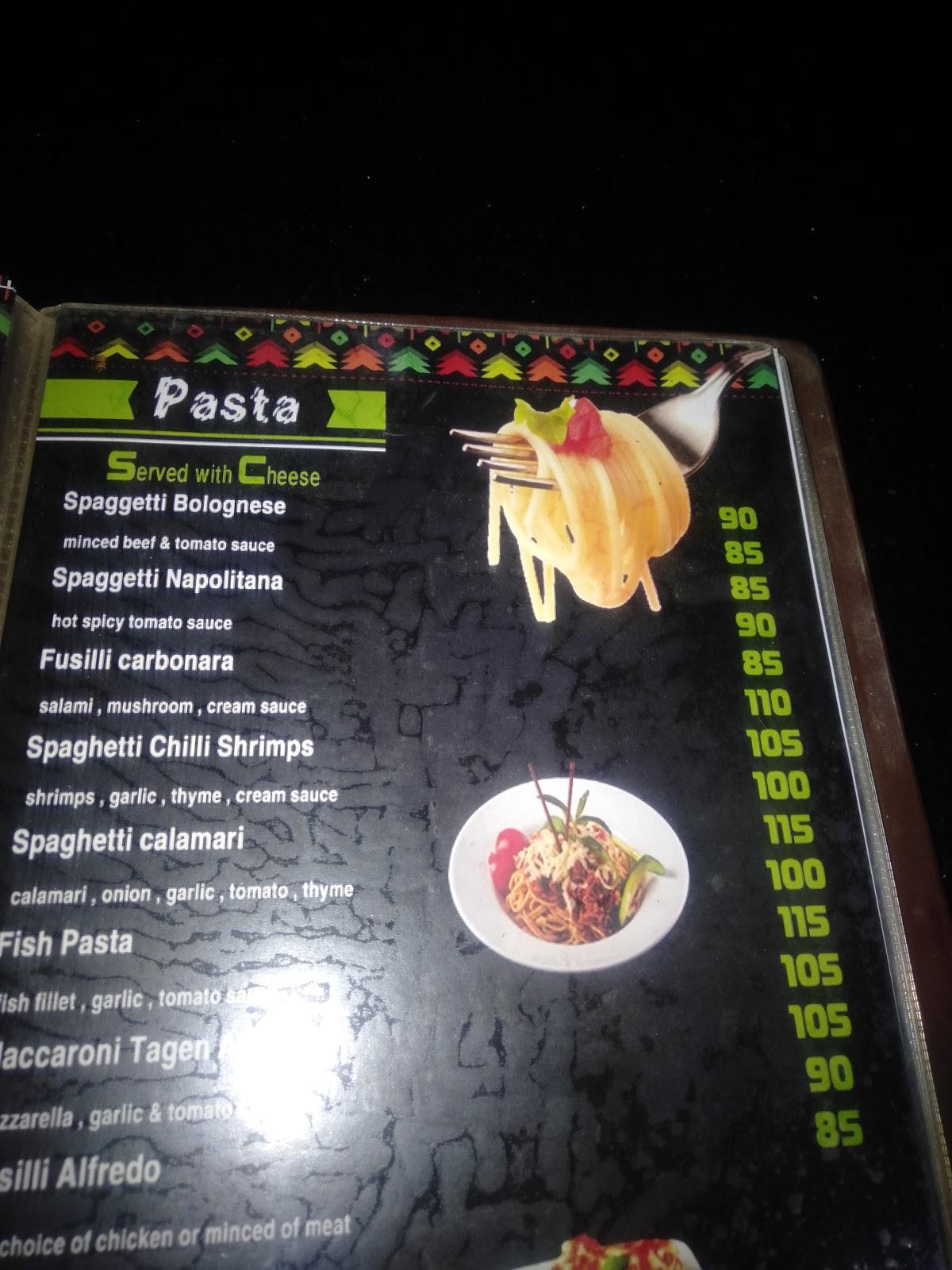 Carta de Jasmine Restaurant, Dahab