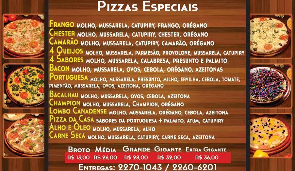 Paulo Pizzas e Pastéis Rio de Janeiro RJ cardápio