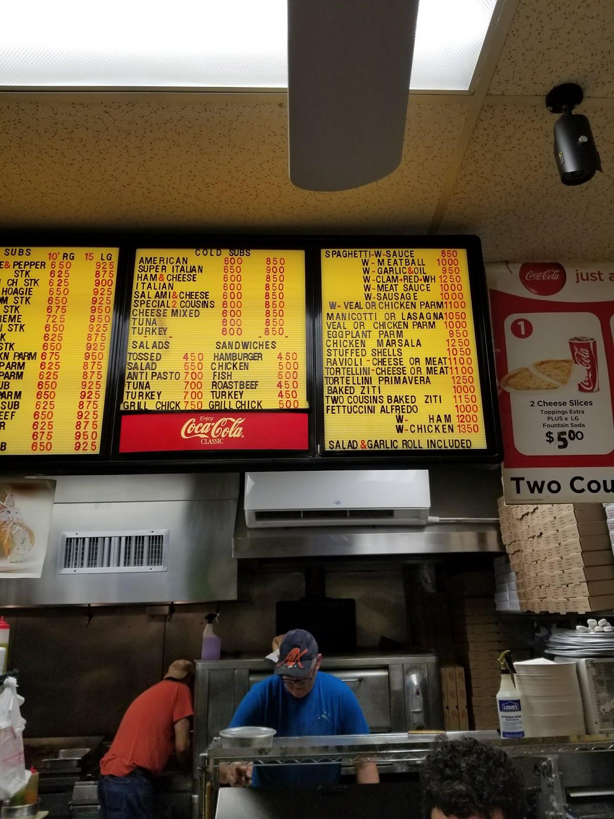 Menu at Two Cousins Pizza pizzeria, Millersville