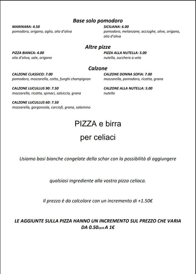 Menu da Ristorante pizzeria La Rustica, Marina di Pisa