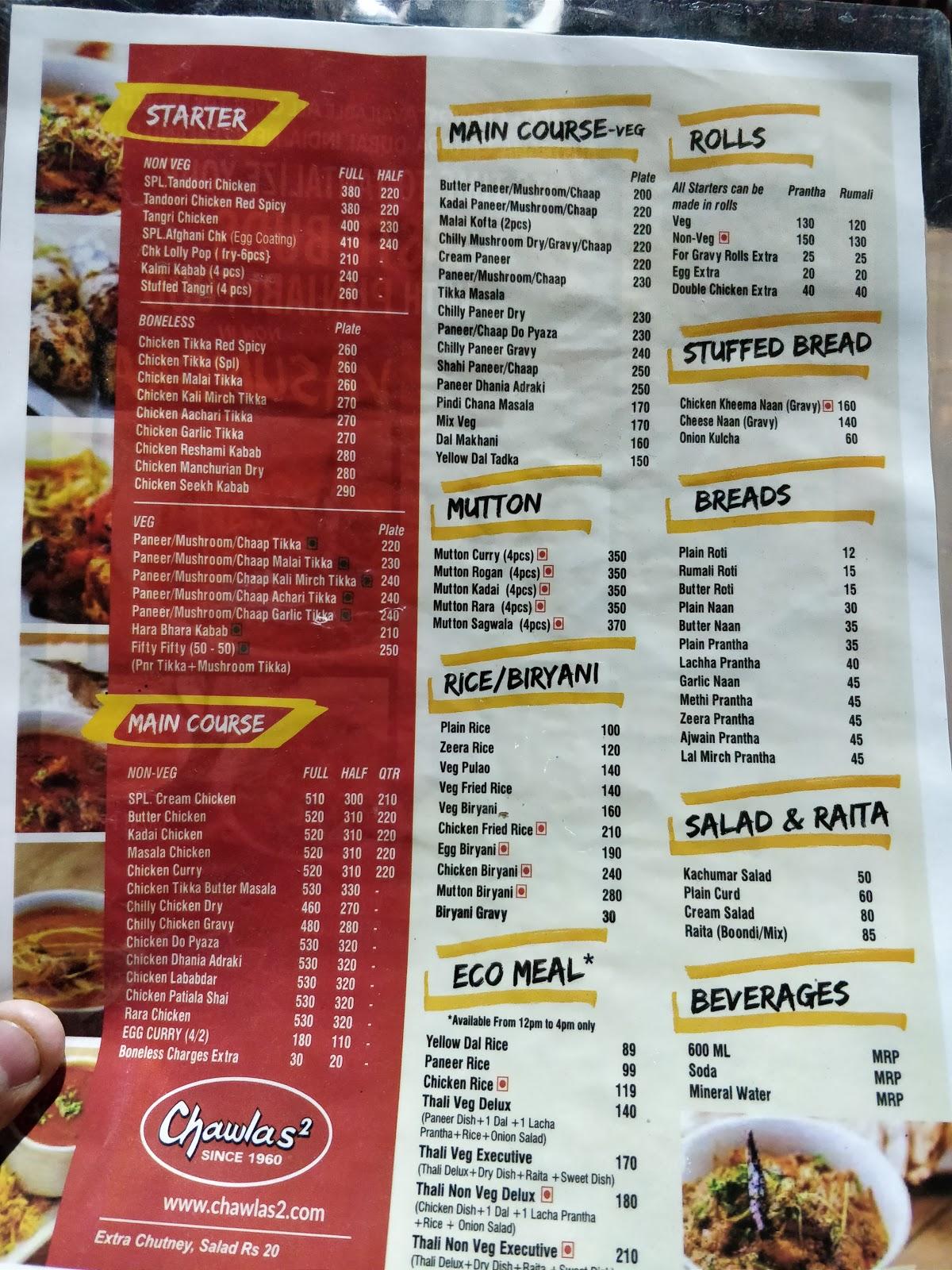 Menu at Chawlas2 Since 1960 Veg Nonveg, Ghaziabad