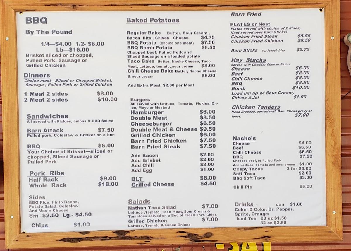 Menu at Rogers BBQ Barn, China