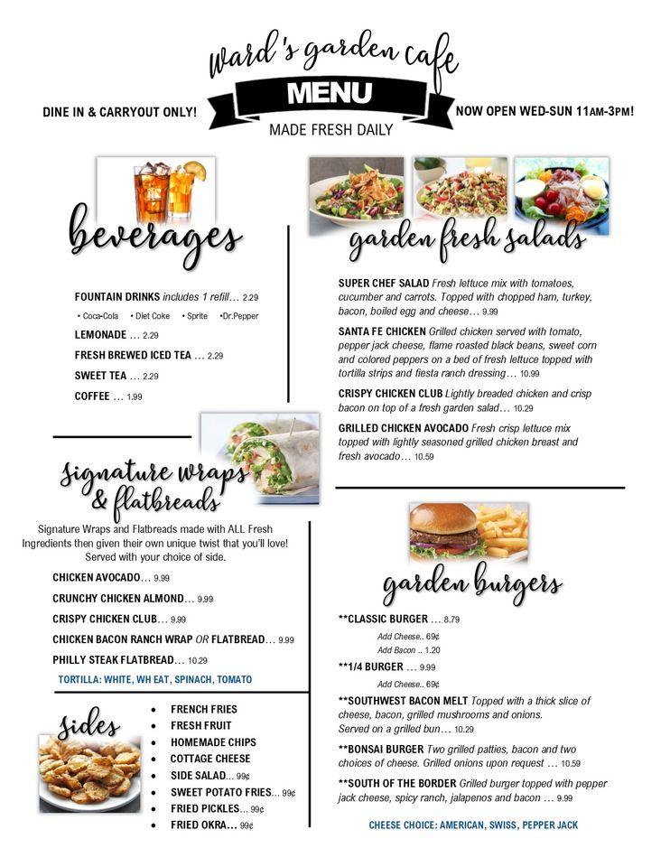 Menu at Ward's Garden Center & Cafe, Garden City