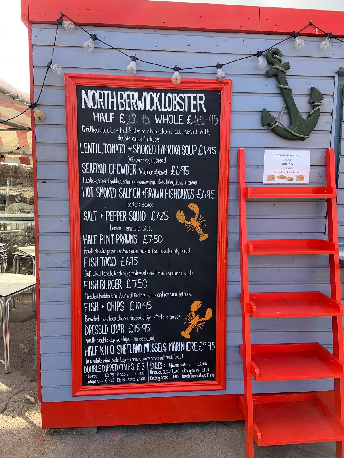Menu at The Lobster Shack restaurant, North Berwick