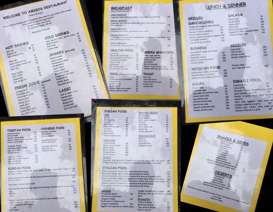 Amigos Hampi menu